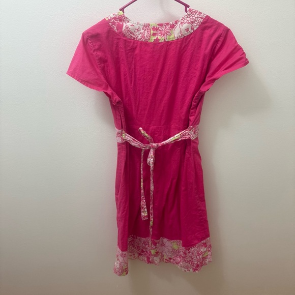 Lilly Pulitzer white label medium vintage Pink Floral Trim V-Neck Dress - Picture 7 of 16